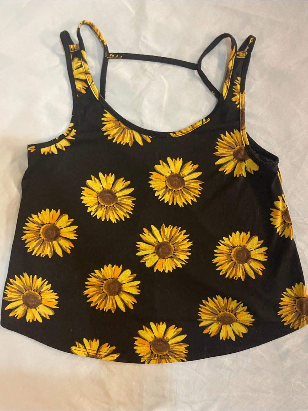 Forever 21 Black Sunflower Print Cami Tank